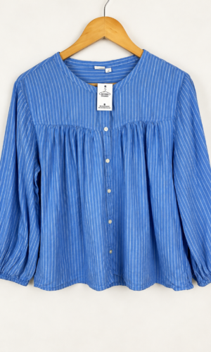 CAMISA GAP A RAYAS CELESTE (L)