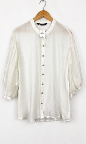BLUSA BLANCA +FRUNCE MANGAS PRINCESAS ZARA (S)