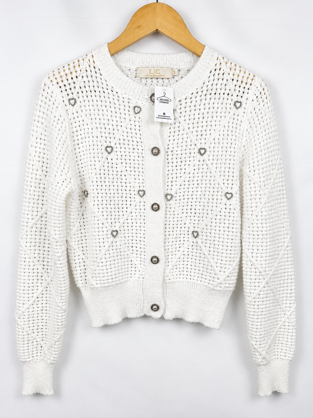 SAQUITO DE LANA BLANCO CON STRASS CORAZON LIZETTE COLLECTION (S)