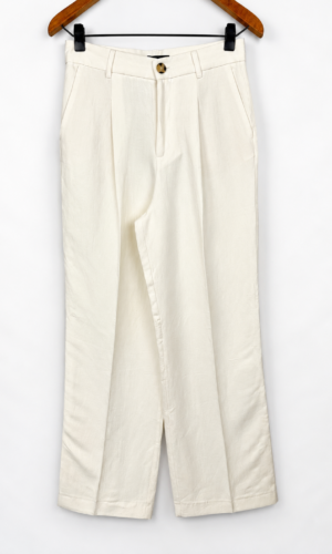 PANTALON SASTRERO BLANCO DE LINO ZARA (M)