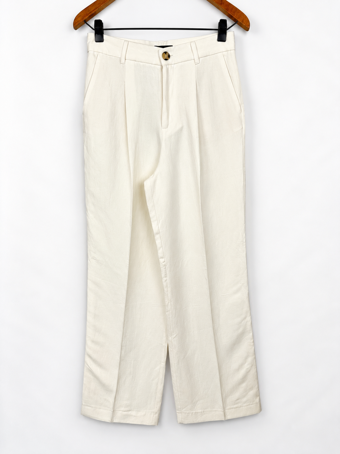 PANTALON SASTRERO BLANCO DE LINO ZARA (M)