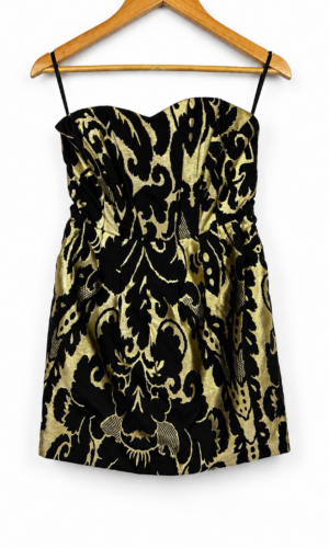 VESTIDO CORTO STRAPLES NEGRO Y DORADO H & M (S)
