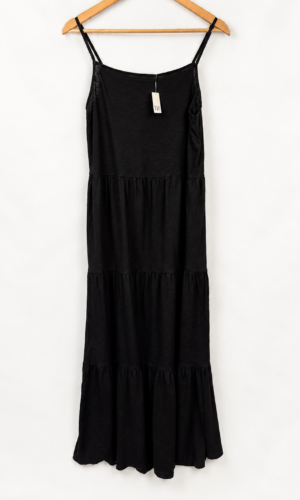 VESTIDO LARGO NUEVO NEGRO CON TIRITAS GAP (L)