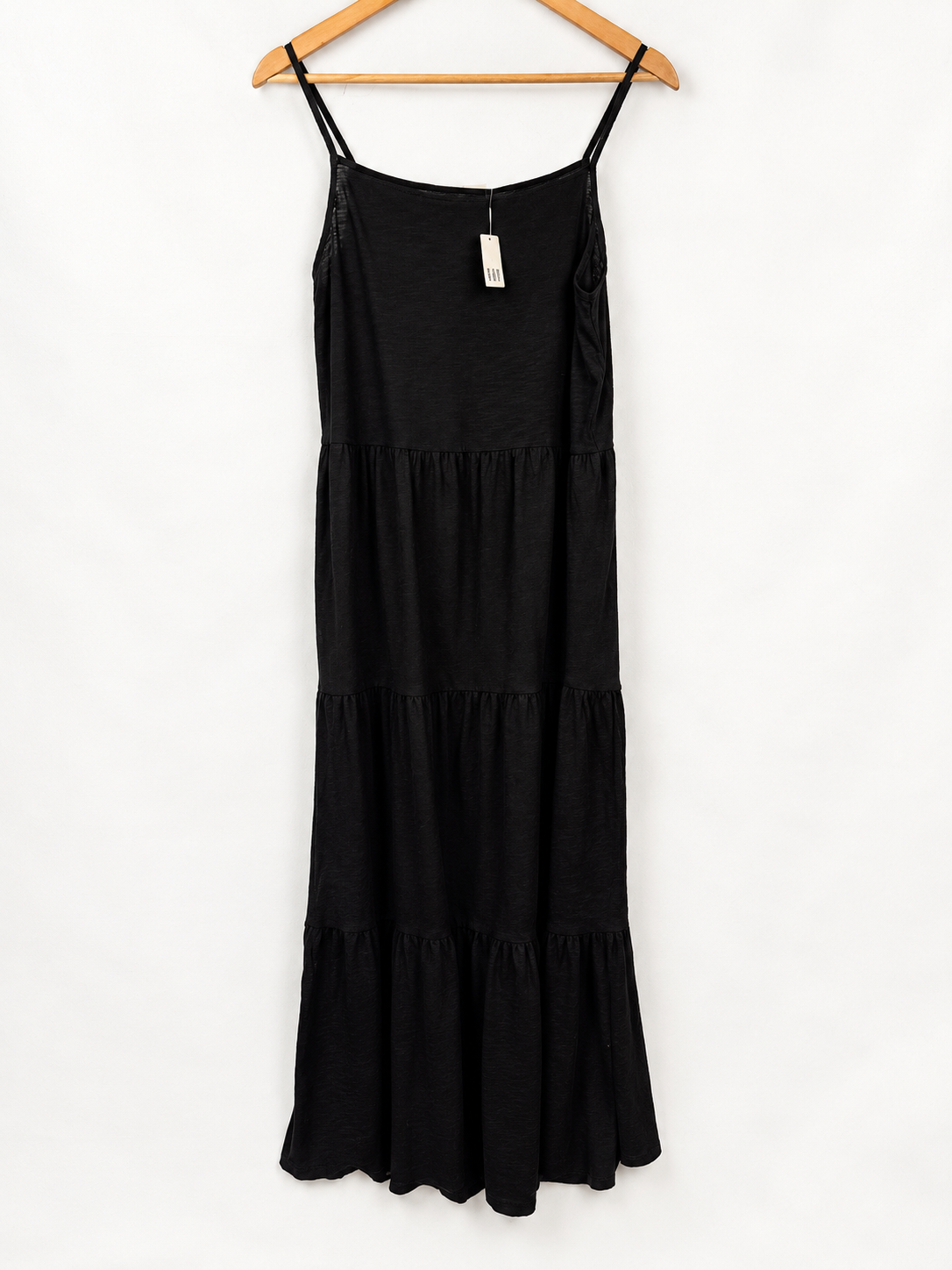 VESTIDO LARGO NUEVO NEGRO CON TIRITAS GAP (L)