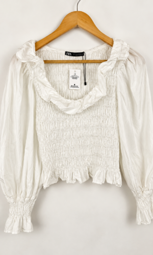 CAMISA BLANCA MANGA VOLADOS ZARA (M)