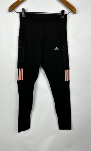 CALZA ADIDAS NEGRA CON LINEAS ROSAS (S)