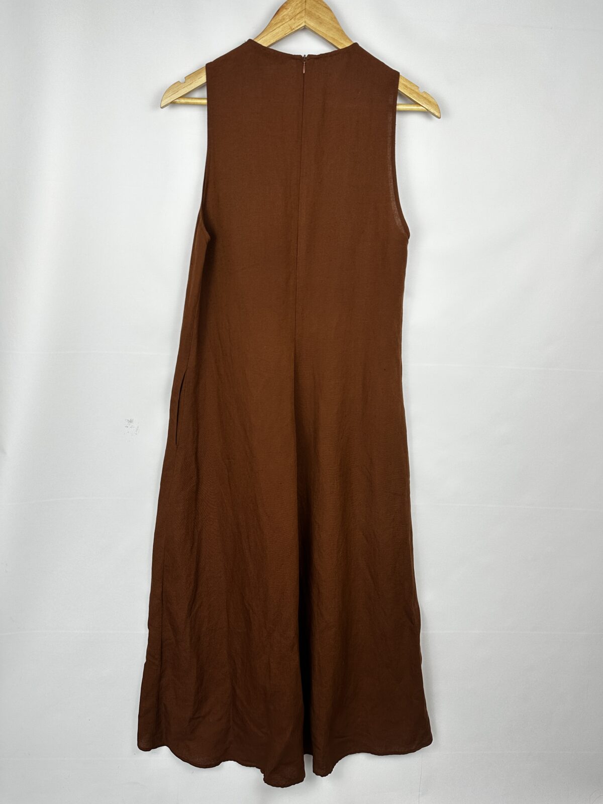 VESTIDO DE LINO MARRON LARGO ZARA (S) - Imagen 3